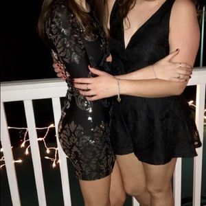 Black and Silver Sequin Cocktail Dress
